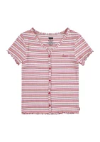 Girls 4-6x Short Sleeve Striped Meet and Greet Top