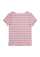 Girls 4-6x Short Sleeve Striped Meet and Greet Top