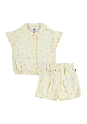 Girls 4-6x Woven Matching Top and Shorts Set