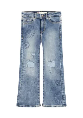 Girls 4-6x Flare Jeans with Embroideries