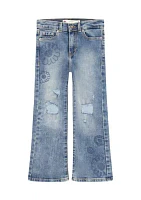 Girls 4-6x Flare Jeans with Embroideries