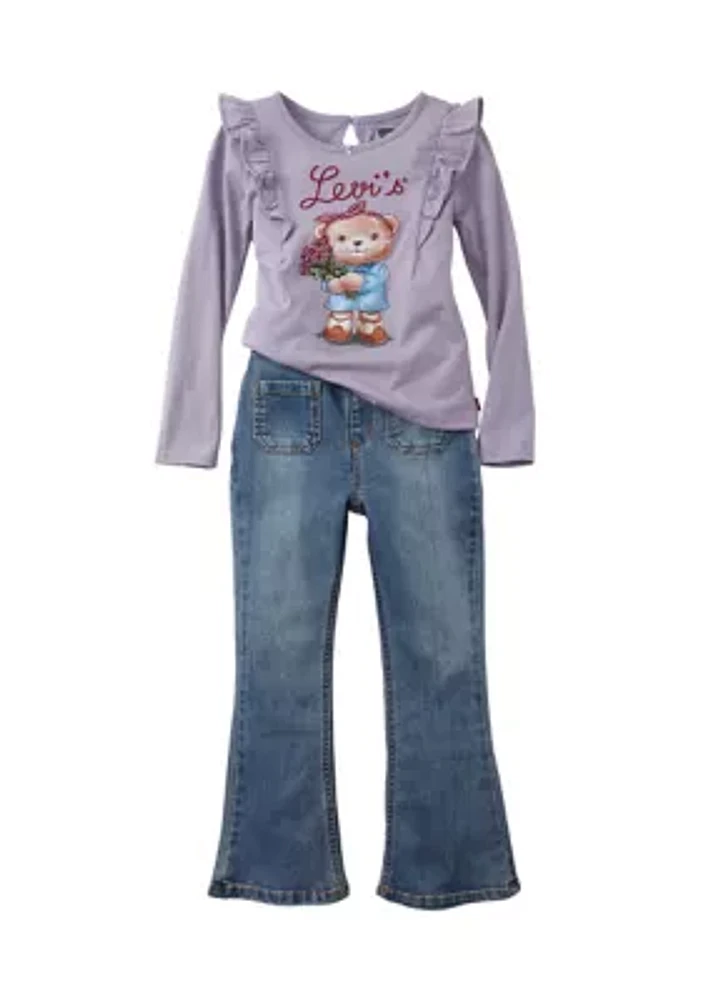 Girls 4-6x 2 Piece T-Shirt and Flared Pants Set