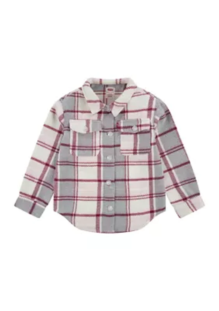 Girls 4-6x Oversized Plaid Printed Shirt