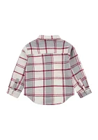 Girls 4-6x Oversized Plaid Printed Shirt