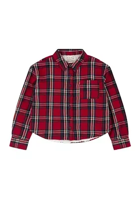 Girls 7-16 Cropped Plaid Shirt Jacket