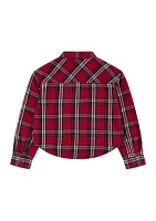 Girls 7-16 Cropped Plaid Shirt Jacket