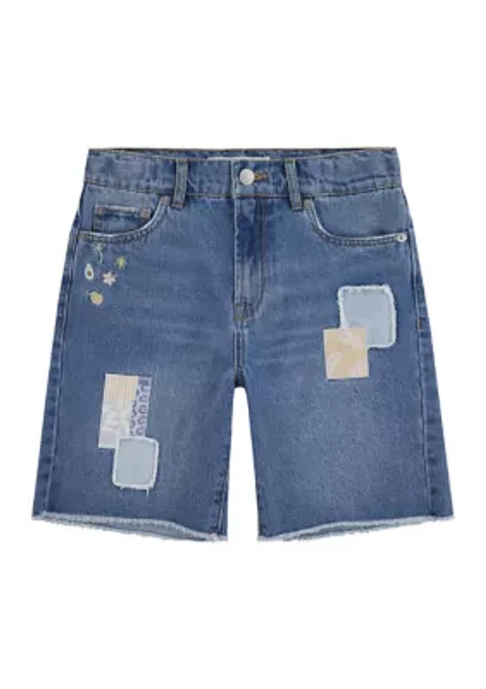 Girls 7-16 Patchwork Appliqué Shorts