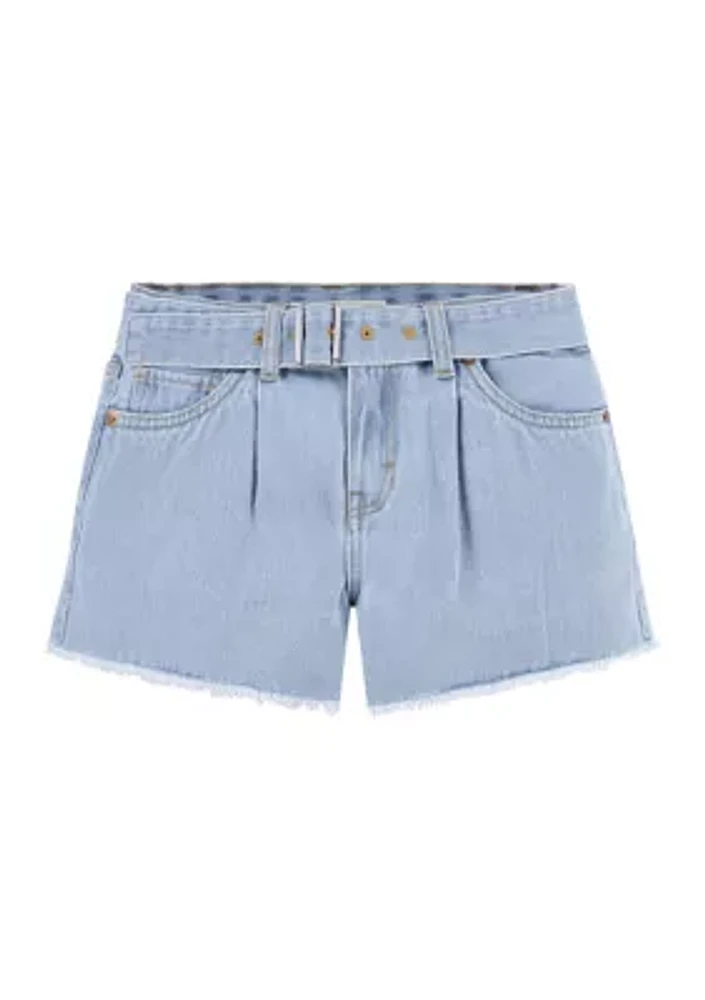 Girls 7-16 Denim Belted Shorts