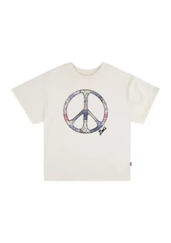 Girls 7-16 Oversized Peace Graphic Short Sleeve T-Shirt