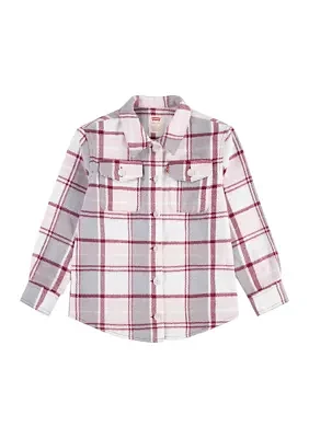 Girls 7-16 Oversized Plaid Printed Shirt