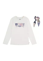 Girls 7-16 Patchwork Batwing Graphic T-Shirt with scrunchie