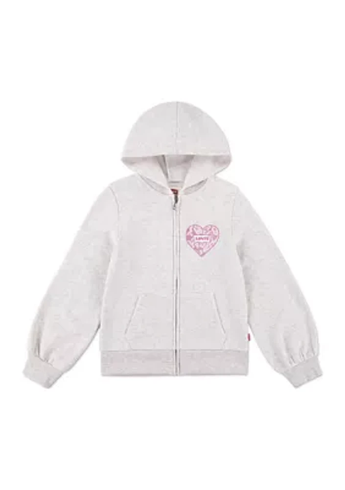 Girls 7-16 Lace Full Zip Hoodie