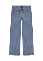 Girls 7-16 Textured Stripe Wide Leg Jeans