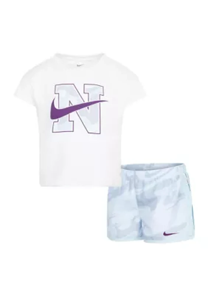 Girls 4-6x Allover Print Shorts and Short Sleeve T-Shirt Set