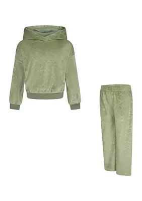 Girls 4-6x Embossed Velour Hoodie Set