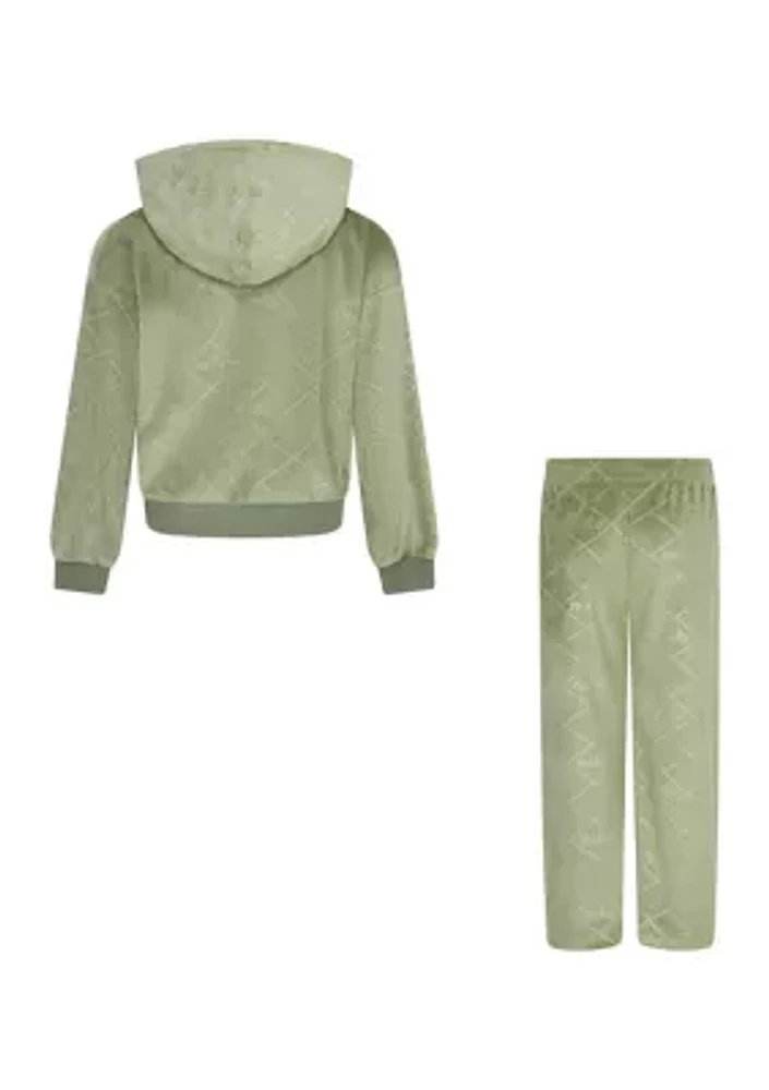 Girls 4-6x Embossed Velour Hoodie Set