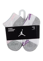 Girls Jordan No Show Socks - 6 Pack