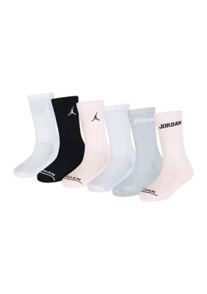 Girls Jordan Legend Crew Socks - 6 Pack