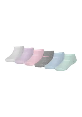 Girls Set of 6 Metallic Swoosh Low Socks