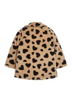 Girls 4-6x Faux Fur Heart Printed Coat