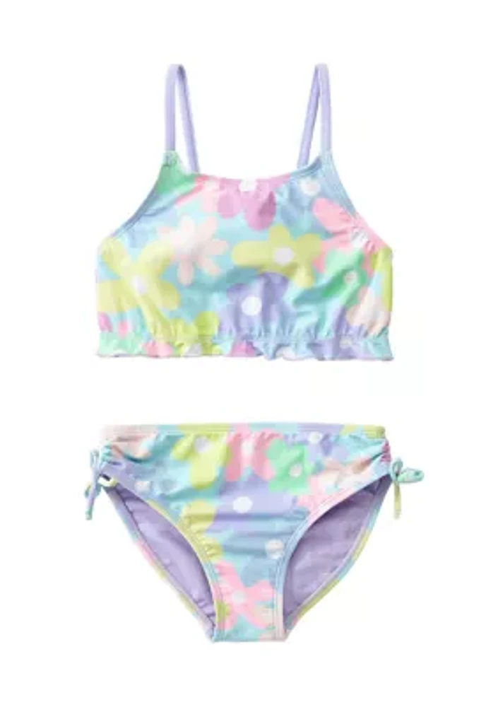 Girls 4-6x Lettuce Edge Printed Swim Set