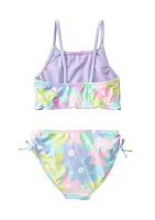 Girls 4-6x Lettuce Edge Printed Swim Set