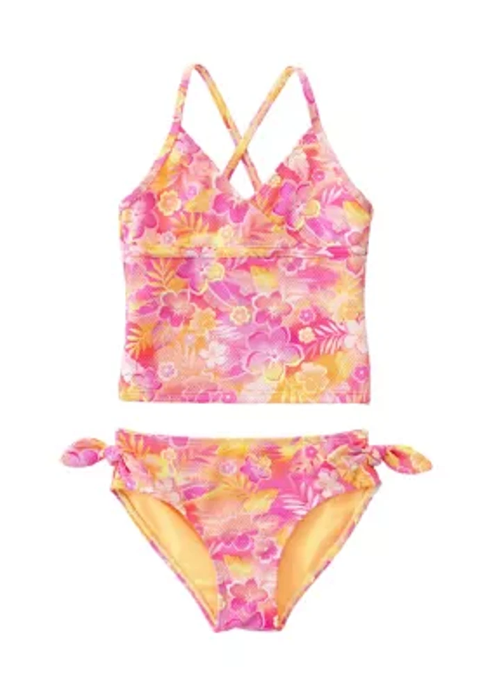 Girls 4-6x Floral Printed Wrap Front Swim Set