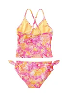 Girls 4-6x Floral Printed Wrap Front Swim Set