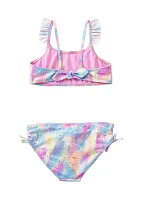 Girls 7-16 Two Piece Flutter Sleeve Swimsuit