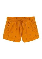 Girls 4-6x Pineapple Tie Waist Shorts