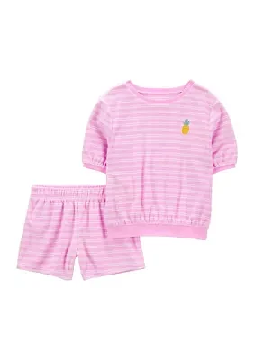 Girls 4-6x Short Sleeve Striped Terry Set