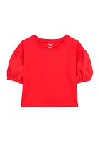 Girls 4-6x Eyelet Puff Sleeve Top