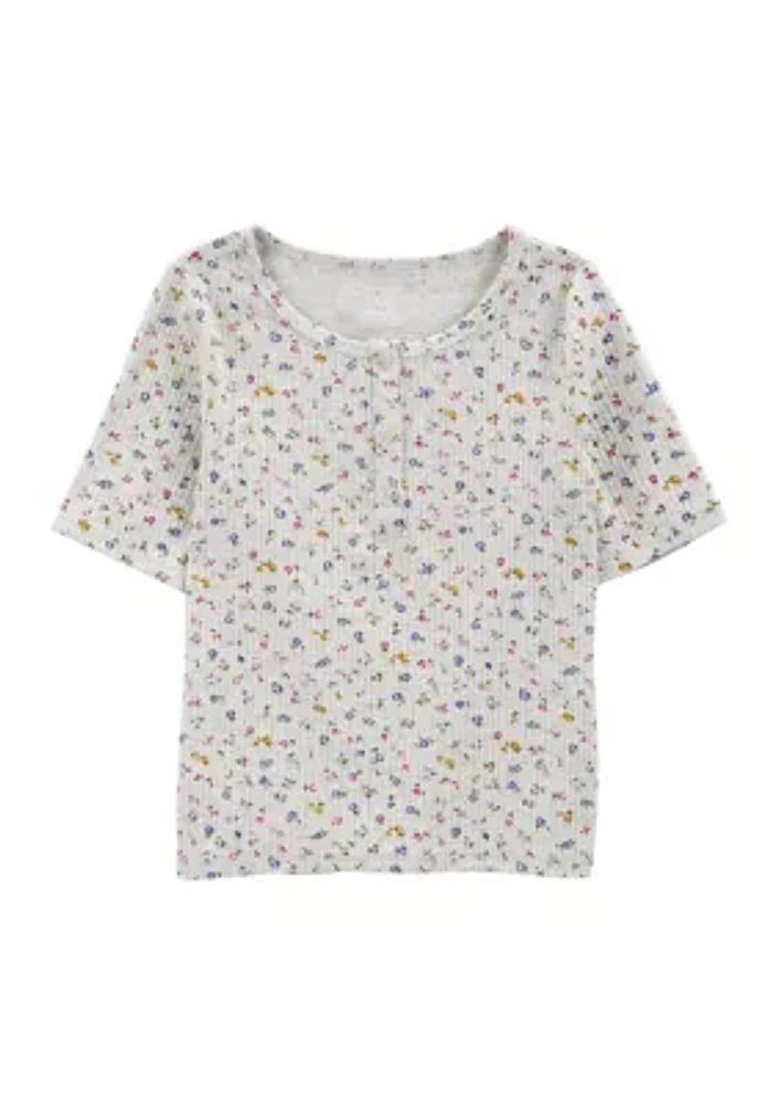 Girls 4-6x Floral Printed Top