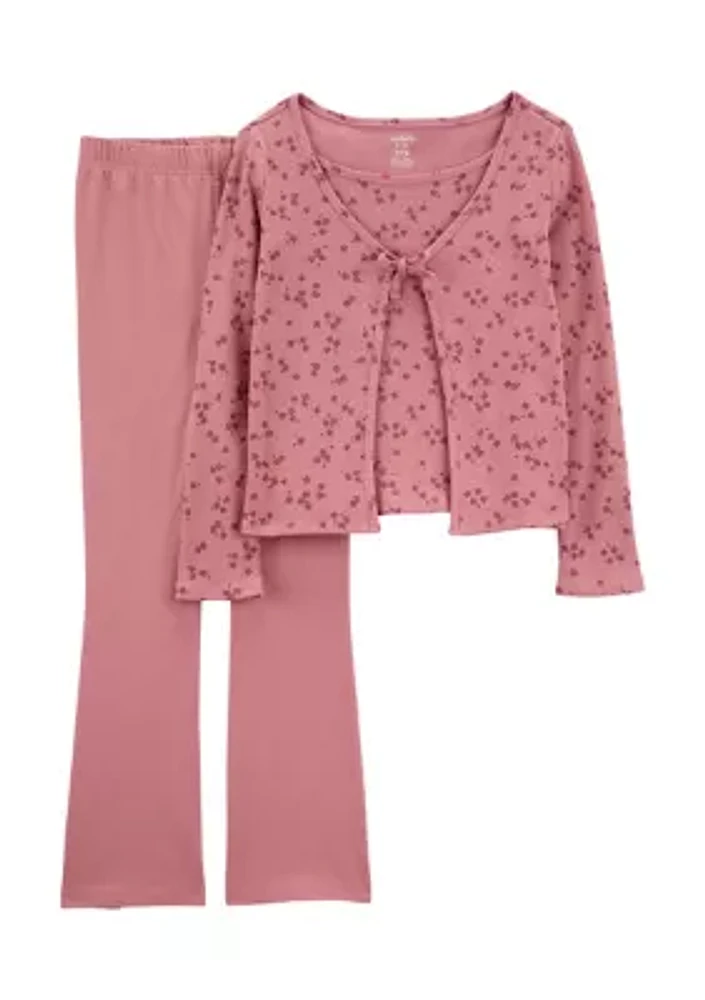 Girls 4-6x Printed Cardigan and Leggings Set