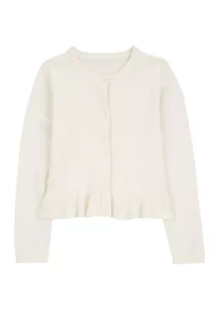 Girls 4-6x Peplum Hem Cardigan