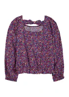 Girls 4-6x Long Sleeve Floral Printed Top