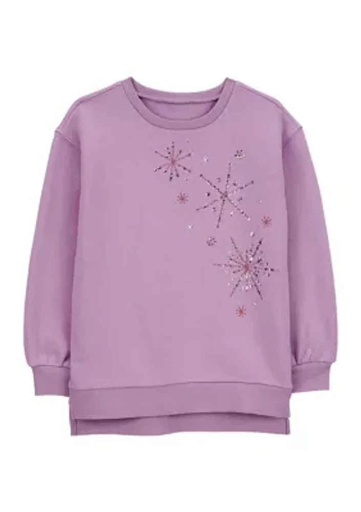 Girls 4-6x Sparkly Star Printed Sweatshirt