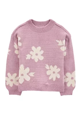 Girls 4-6x Floral Printed Sweater