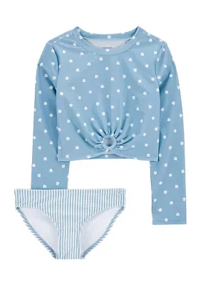 Girls 4-6x Shell Printed Rashguard Swim Set