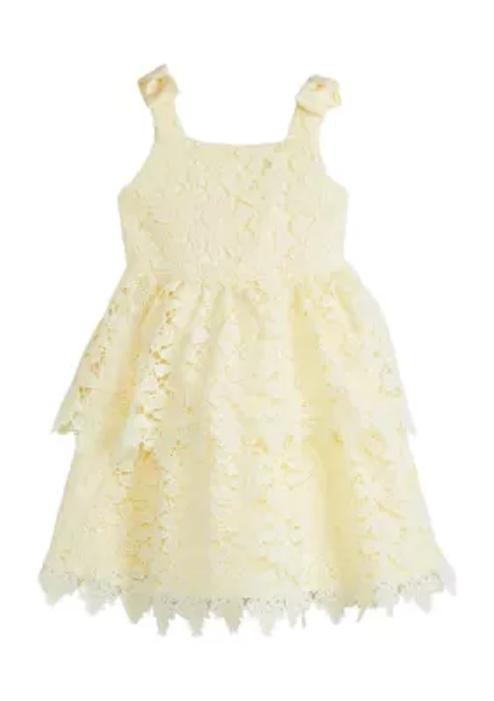 Girls 4-6x Crochet Lace Dress with Satin Bows