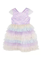 Girls 4-6x Rainbow Tiered Dress