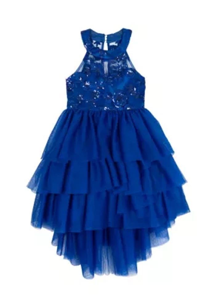 Girls 4-6x Tiered High Low Dress