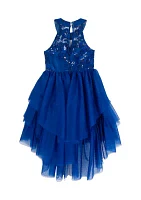 Girls 4-6x Tiered High Low Dress