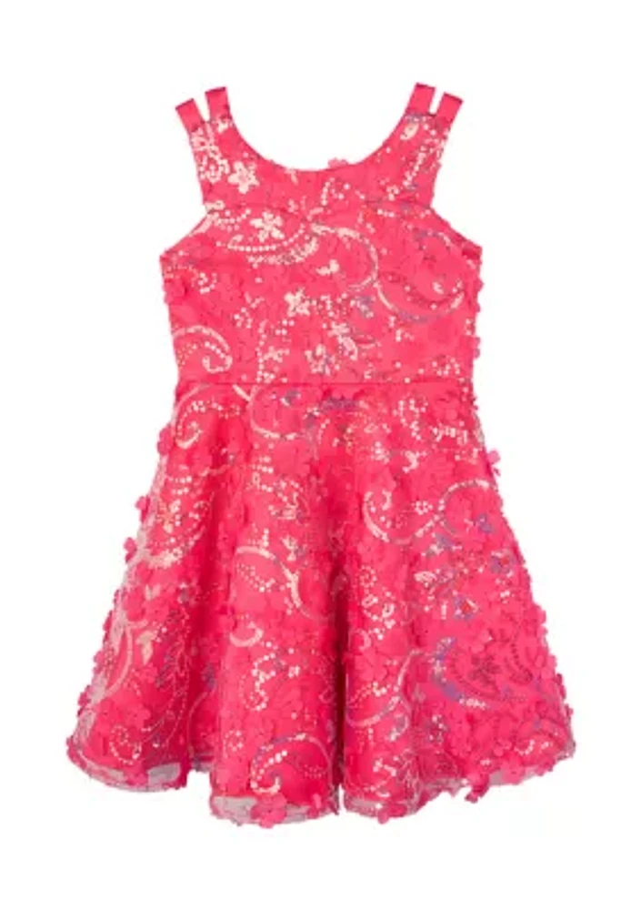 Girls 4-6x Sequin Embroidered Dress