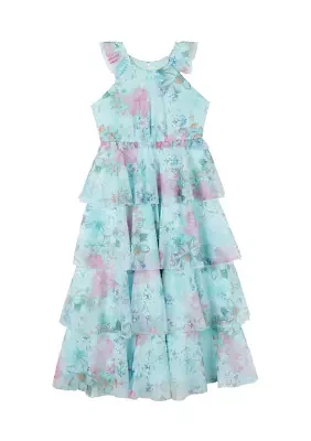 Girls 4-6x Floral Mesh Tiered Maxi Dress