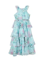 Girls 4-6x Floral Mesh Tiered Maxi Dress