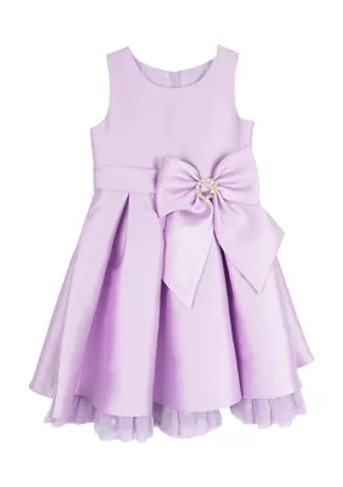 Girls 4-6x Bow Waist Pleated Dress