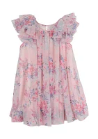 Girls 4-6x Floral Printed Mesh Float Dress