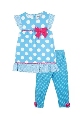 Girls 4-6x Dot Printed Top and Leggings Set
