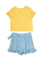 Girls 4-6x Floral Graphic Top and Printed Skort Set